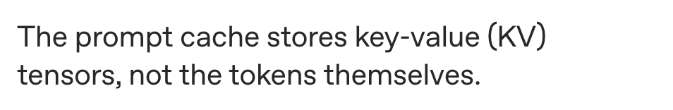 OpenAI prompt caching guide: The prompt cache stores key-value (KV) tensors, not the tokens themselves.